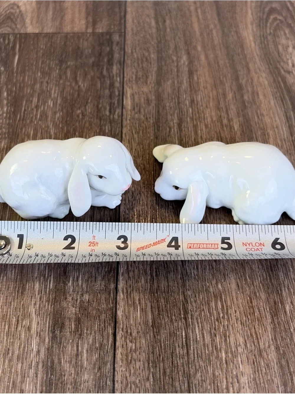 (2) Vintage OTAGIRI Japan Porcelain Easter Bunny Rabbits Glaze Figurines